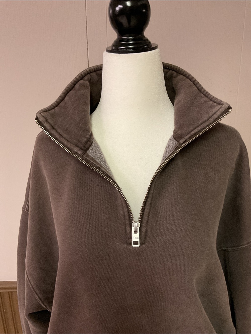 Wilfred Free by Aritzia Taupe/Brown Quarter-Zip Pullover with Pockets – Size 1